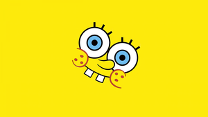 SpongeBob SquarePants, Yellow background, Minimalist, Simple, SpongeBob smiley face, 4K wallpaper
