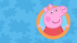 Peppa Pig, Blue background, Cartoon, 4K wallpaper