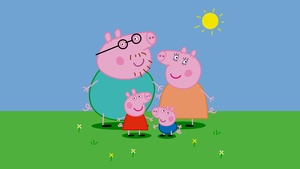 Peppa Pig family, Daddy Pig, Mummy Pig, George Pig, TV show, Cartoon, 4K wallpaper