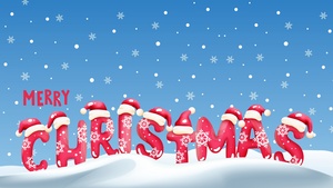 Merry Christmas, Snowfall, Winter, Snowflakes, Santa hat, Navidad, Noel, December, 4K wallpaper