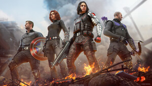 Marvels Avengers, Captain America, Black Widow, Bucky Barnes, Falcon, PlayStation 5, PlayStation 4, Xbox One, 4K wallpaper