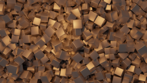 3D cubes, Golden background, 4K wallpaper