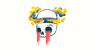 Drippy skull, Drippy artwork, White background, 4K wallpaper