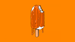 Ice pop, Orange background, Simple, 4K wallpaper