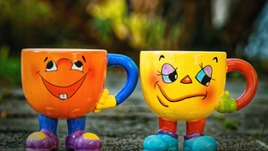 Cute cups, Emotions, Coffee cups, 4K wallpaper