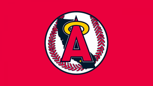 Los Angeles Angels, Red background, 4K wallpaper