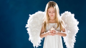 Angel wings, Sad girl, Fairy, Sad mood, Blue background, Pretty, 4K wallpaper