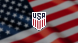 USMNT logo, USA Flag background, United States mens national soccer team, 4K wallpaper
