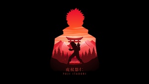 Yuji Itadori, AMOLED, Jujutsu Kaisen, Black background, 4K wallpaper