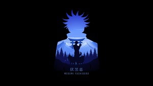 Megumi Fushiguro, Black background, AMOLED, Jujutsu Kaisen, 4K wallpaper