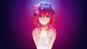 Anime girl, Sad, Pink background, Sad girl, Sad face, 4K wallpaper