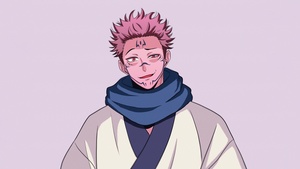 Sukuna, Jujutsu Kaisen, Lavender background, Pastel background, 4K wallpaper