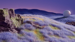Dark purple, Landscape, Dark Mode, Surreal, Dreamlike, Serene, Digital Art, Rocks, 4K wallpaper