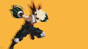 Katsuki Bakugo, My Hero Academia, Yellow background, 4K wallpaper