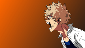Katsuki Bakugo, Artwork, My Hero Academia, Brown background, 4K wallpaper