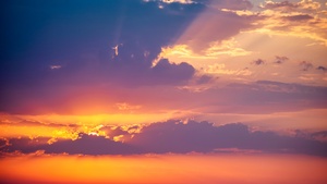 Sunset, Evening sky, Clouds, Dramatic, Summer, 4K wallpaper
