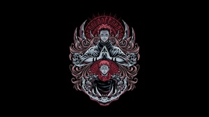 Sukuna, Jujutsu Kaisen, Yuji Itadori, AMOLED, Black background, 4K wallpaper