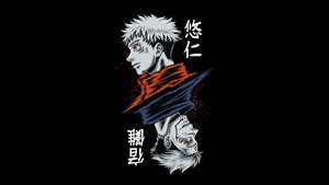 Yuji Itadori, Sukuna, Jujutsu Kaisen, AMOLED, Black background, 4K wallpaper