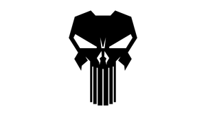 The Punisher logo, White background, Marvel Comics, Simple, 4K wallpaper