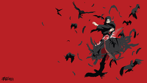 Itachi Uchiha, Naruto, Red background, 4K wallpaper