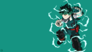 Izuku Midoriya, Deku, My Hero Academia, Green background, 4K wallpaper