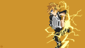 Denki Kaminari, My Hero Academia, Yellow background, 4K wallpaper