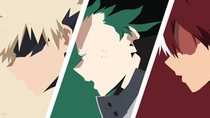 Katsuki Bakugo, Izuku Midoriya, Shoto Todoroki, My Hero Academia, 4K wallpaper