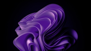 Windows 11, Stock, Purple abstract, Black background, AMOLED, 4K wallpaper