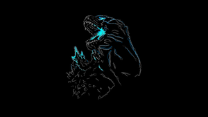 Godzilla, AMOLED, Kaiju, Black background, Neon art, 4K wallpaper