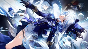 Blue aesthetic, Genshin Impact, Furina, 4K wallpaper