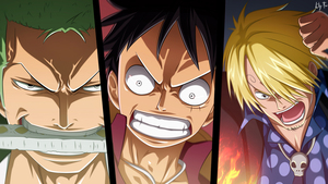Roronoa Zoro, Monkey D. Luffy, Sanji, One Piece, 4K wallpaper