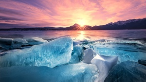 Alberta, Canada, Sunset, Glacial lake, 4K wallpaper