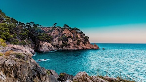 Beach, Spain, Ocean, Sunset, Landscape, Blue Sky, 4K wallpaper