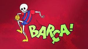 Skeleton, Red background, FC Barcelona, Jersey, 4K wallpaper