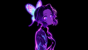 Shinobu Kocho, Dark aesthetic, Purple aesthetic, Black background, AMOLED, Demon Slayer: Kimetsu no Yaiba, 4K wallpaper