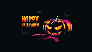 Happy Halloween, Halloween Pumpkin, Black background, AMOLED, Jack-o-lantern, 4K wallpaper