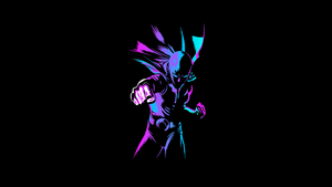 Saitama, Neon art, One Punch Man, Black background, AMOLED, 4K wallpaper