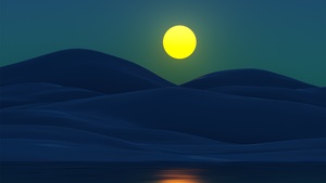 Moon, Digital Art, Night, Mountains, Lake, Reflection, Full moon, 4K wallpaper