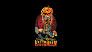 Scary, Halloween Pumpkin, Black background, AMOLED, 4K wallpaper