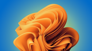 Windows 11, Sunset Orange, Stock, Blue background, 4K wallpaper