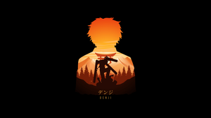 Denji, Illustration, AMOLED, Chainsaw Man, Black background, 4K wallpaper