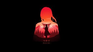 Makima, Chainsaw Man, Minimal art, AMOLED, Black background, 4K wallpaper