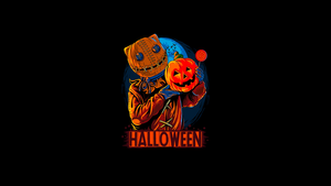 Scary, Halloween Pumpkin, Black background, AMOLED, 4K wallpaper