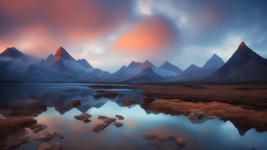 Mountains, Scenery, Landscape, Lake, Evening, Reflections, Scenic, 4K wallpaper