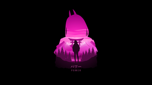 Power, Chainsaw Man, Minimal art, AMOLED, Black background, 4K wallpaper