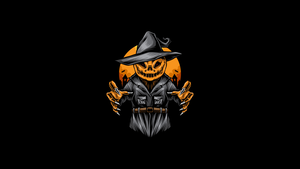 Halloween Pumpkin, AMOLED, Scary, Black background, Minimalist, Spooky, 4K wallpaper