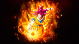 Super Saiyan God, Flames, Dragon Ball Super, Son Goku, Super Saiyan Goku, Dark background, 4K wallpaper