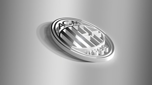 AC Milan, Silver, 3D logo, Football club, UEFA Champions League, White background, 4K wallpaper