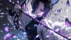 Shinobu Kocho, Purple, AI art, Demon Slayer: Kimetsu no Yaiba, 4K wallpaper