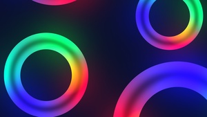 Circles, Colorful, Neon colors, Dark background, 4K wallpaper